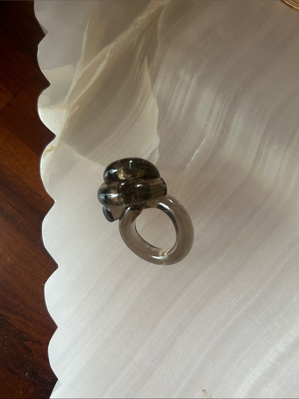 Handmade Smoky Glass Knot Ring - Women Jewelry Ring
